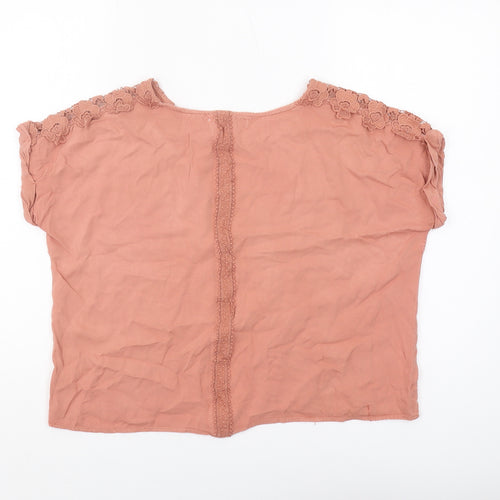 Oasis Women's Pink Blouse, Size 10, Crochet Accents
