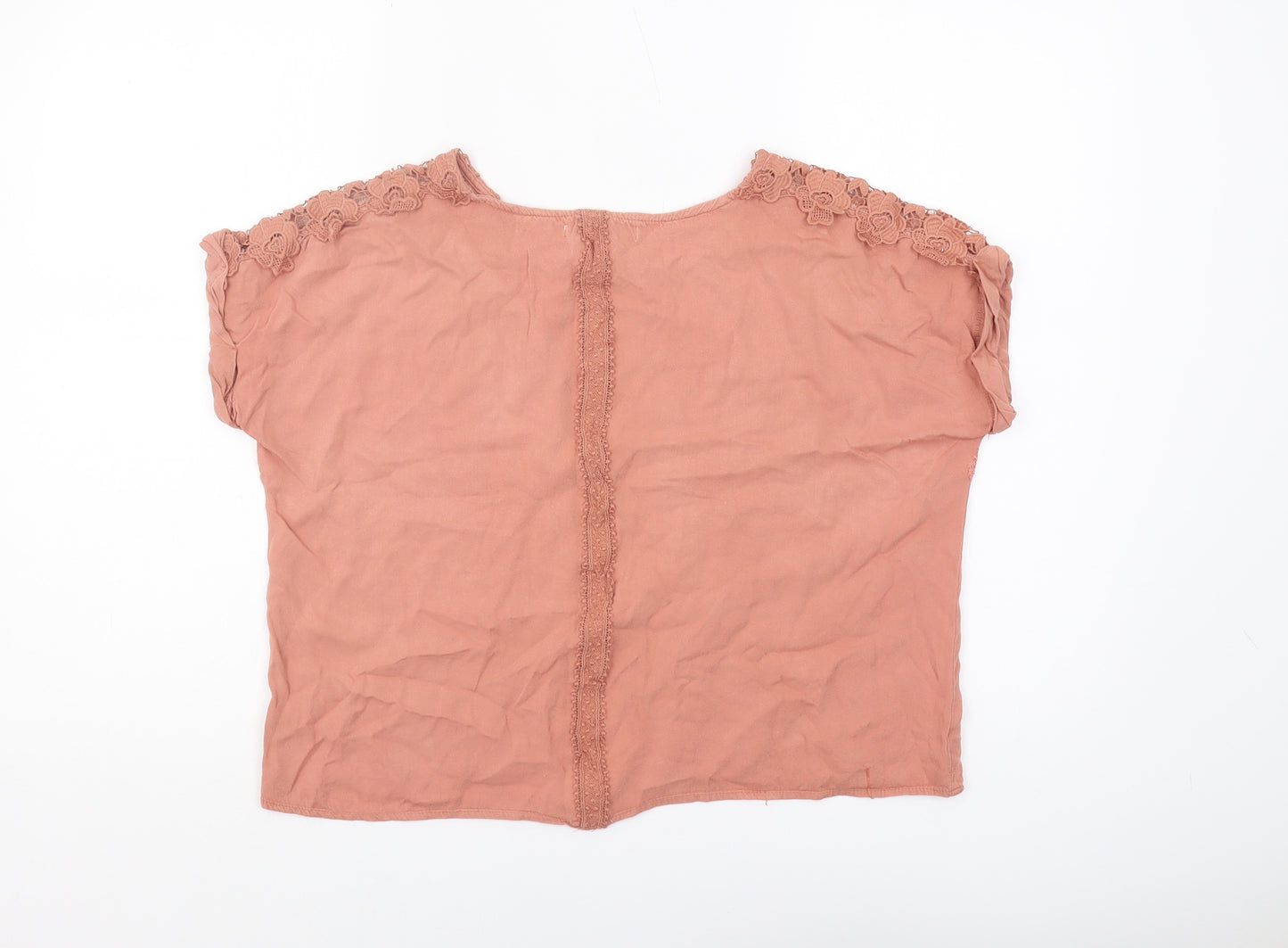 Oasis Women's Pink Blouse, Size 10, Crochet Accents