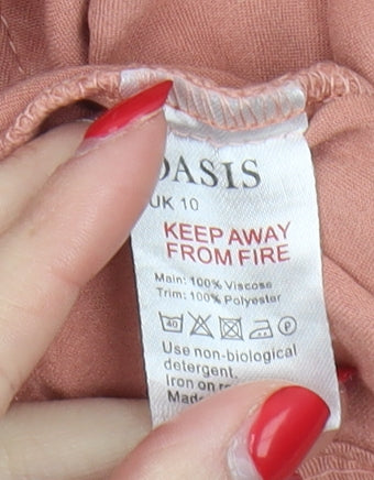 Oasis Women's Pink Blouse, Size 10, Crochet Accents