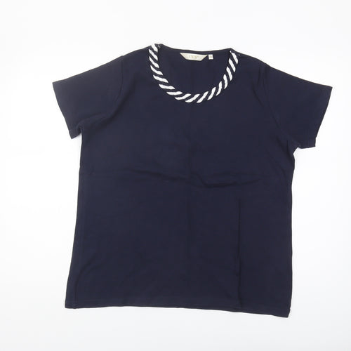 EWM Women's Blue Basic T-Shirt, Size L, Cotton