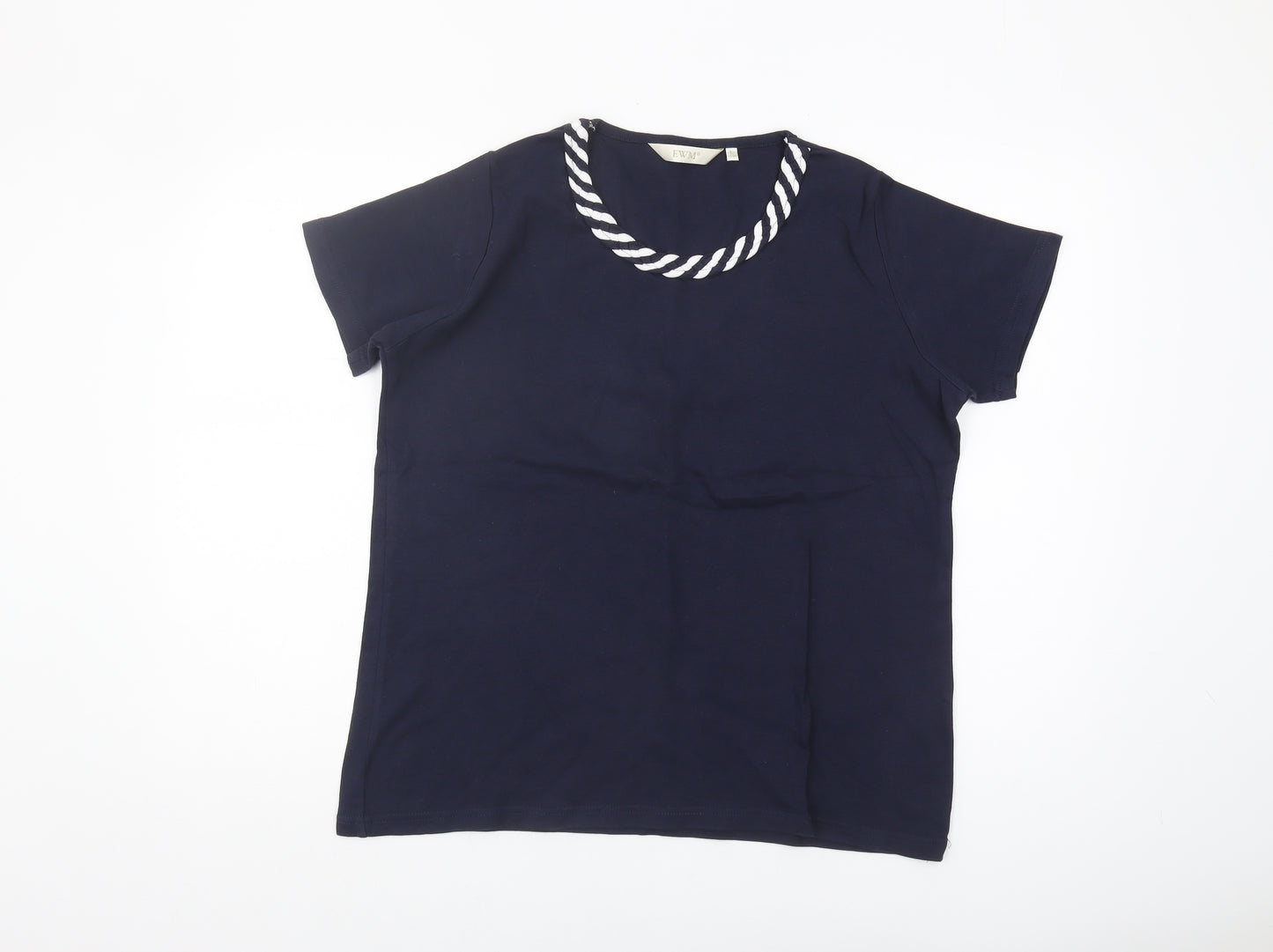 EWM Women's Blue Basic T-Shirt, Size L, Cotton