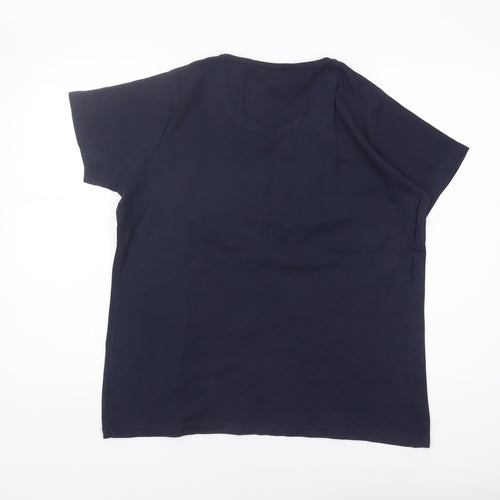 EWM Women's Blue Basic T-Shirt, Size L, Cotton