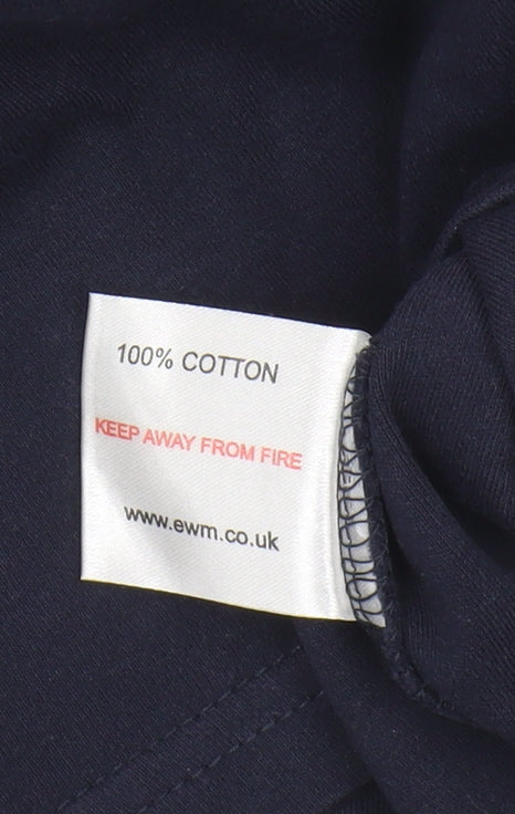 EWM Women's Blue Basic T-Shirt, Size L, Cotton