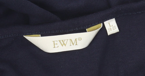 EWM Women's Blue Basic T-Shirt, Size L, Cotton