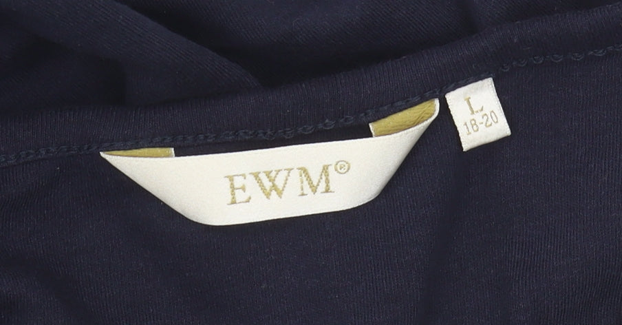 EWM Women's Blue Basic T-Shirt, Size L, Cotton