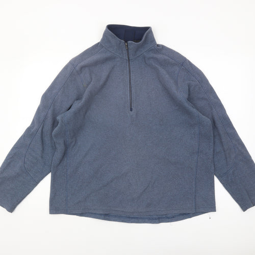 Lands' End Mens Blue 1/4 Zip Fleece Sweatshirt L