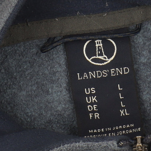 Lands' End Mens Blue 1/4 Zip Fleece Sweatshirt L