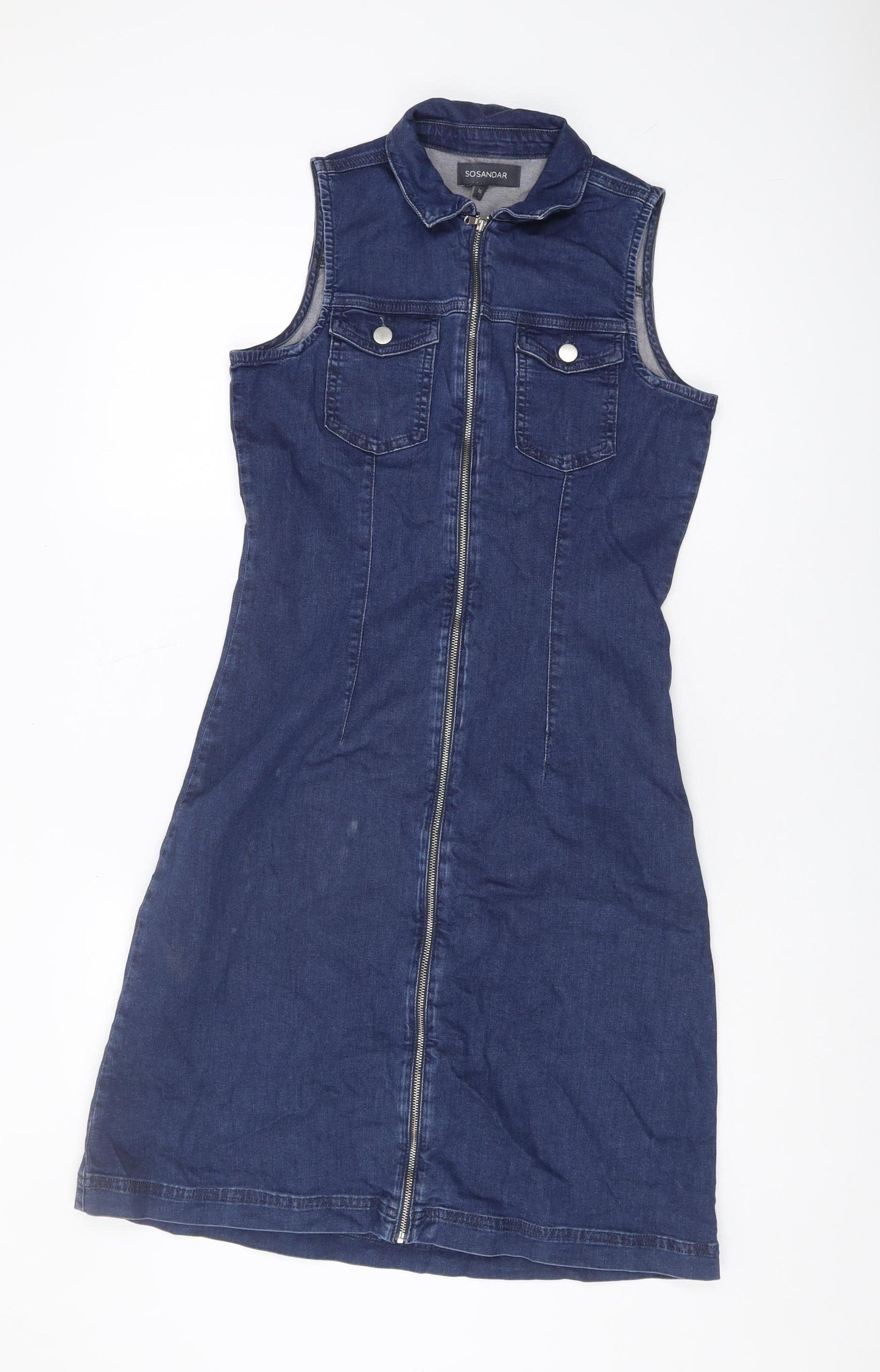 Sosandar Women’s Blue Denim Shirt Dress Size 10
