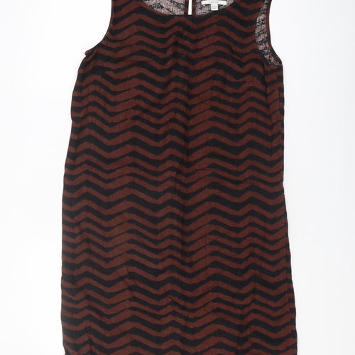 Marks and Spencer Women's Brown Chevron Shift Dress, Size 8