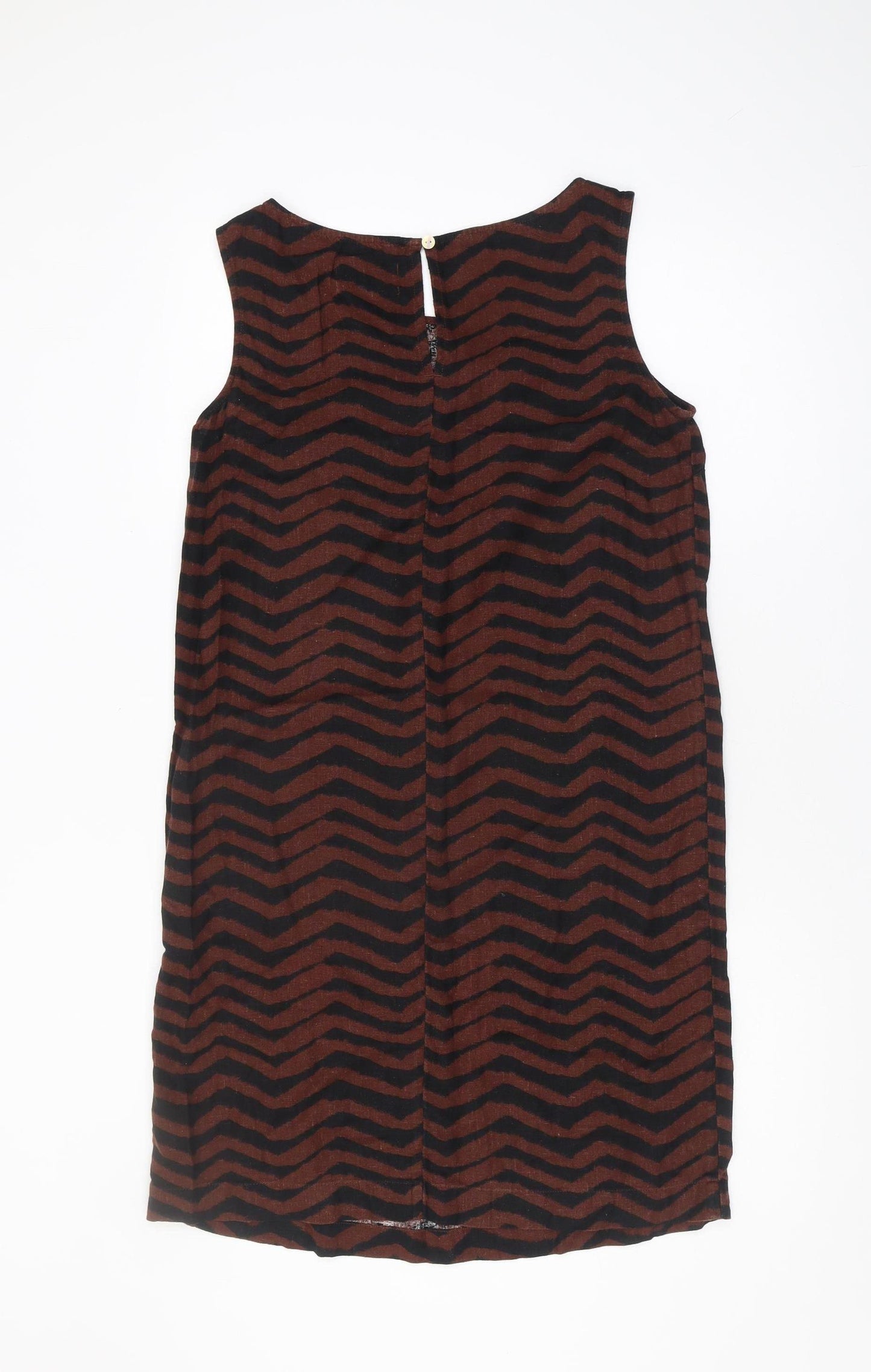 Marks and Spencer Women's Brown Chevron Shift Dress, Size 8