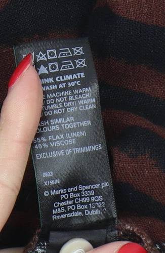 Marks and Spencer Women's Brown Chevron Shift Dress, Size 8