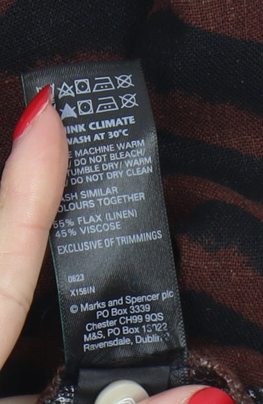 Marks and Spencer Women's Brown Chevron Shift Dress, Size 8