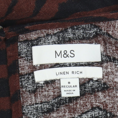 Marks and Spencer Women's Brown Chevron Shift Dress, Size 8