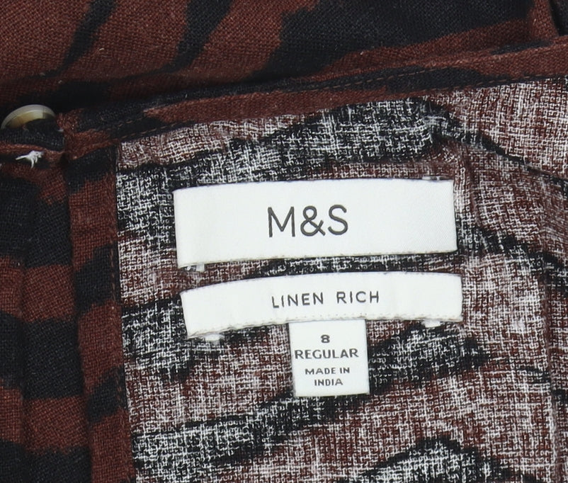 Marks and Spencer Women's Brown Chevron Shift Dress, Size 8
