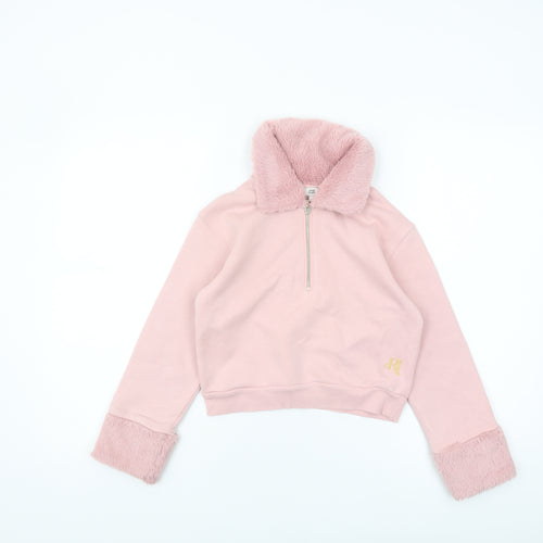 River Island Girls Pink Fur Trim Sweatshirt 7-8 Years