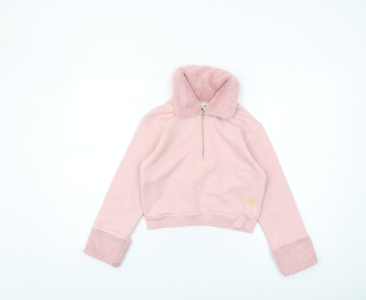 River Island Girls Pink Fur Trim Sweatshirt 7-8 Years