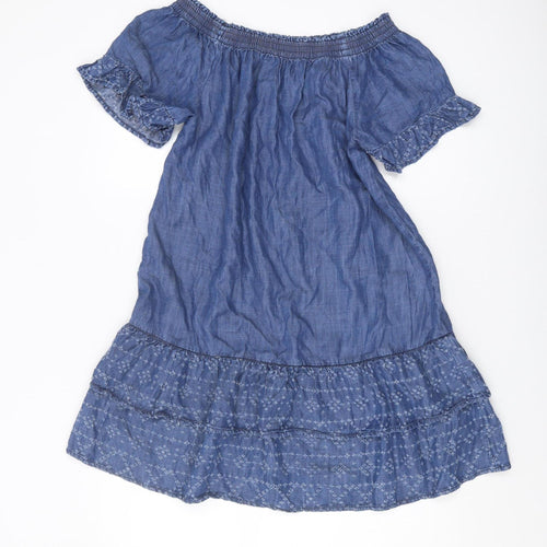 rich&royal Women's Blue Off Shoulder Denim Dress Size 10