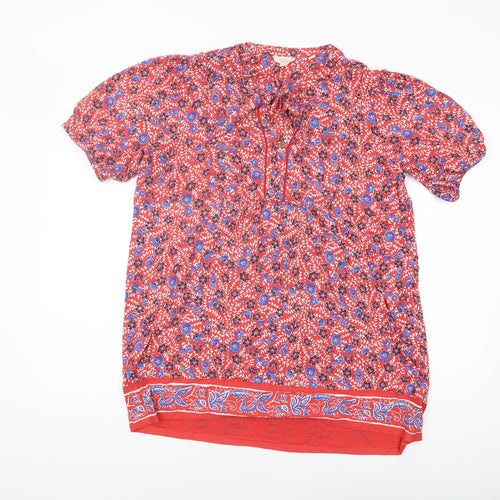 Fat Face Women's Red Floral Tunic Blouse, Size 12
