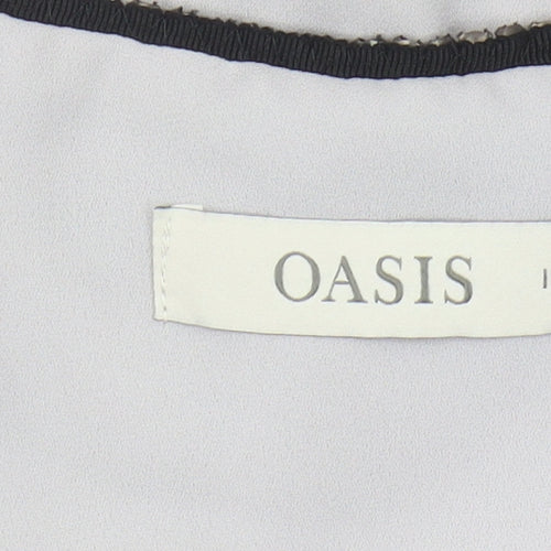 Oasis Women's Grey Blouse, Size 10, Beaded Accent
