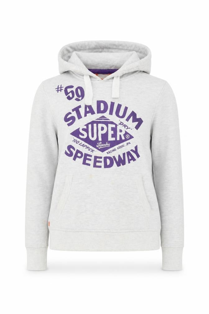 Front view of Superdry Women's White Pullover Hoodie S