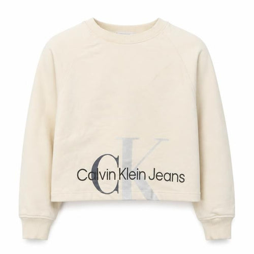 Calvin Klein Womens Beige Logo Pullover Sweatshirt Size 10