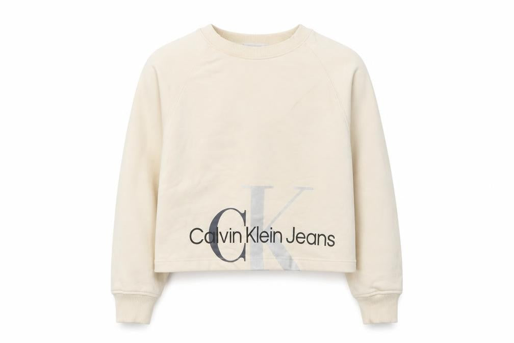 Calvin Klein Womens Beige Logo Pullover Sweatshirt Size 10