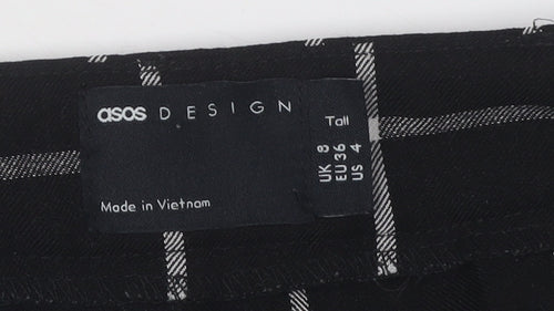 ASOS DESIGN Women's Black Check Trousers Size 8