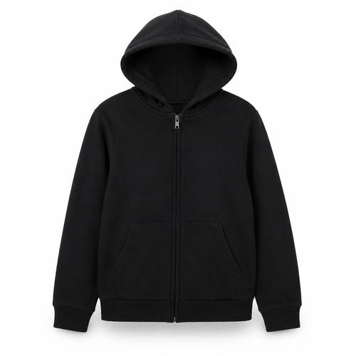 H&M Boys Black Hoodie 9-10 Full Zip Cotton Blend