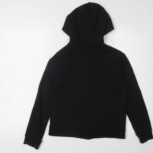 H&M Boys Black Hoodie 9-10 Full Zip Cotton Blend