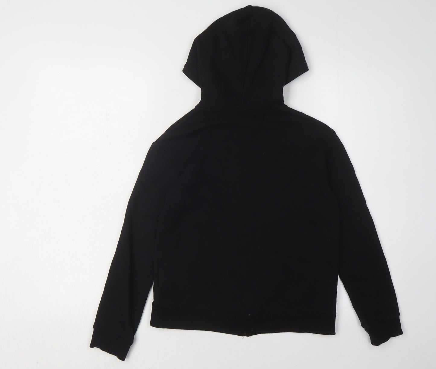 H&M Boys Black Hoodie 9-10 Full Zip Cotton Blend