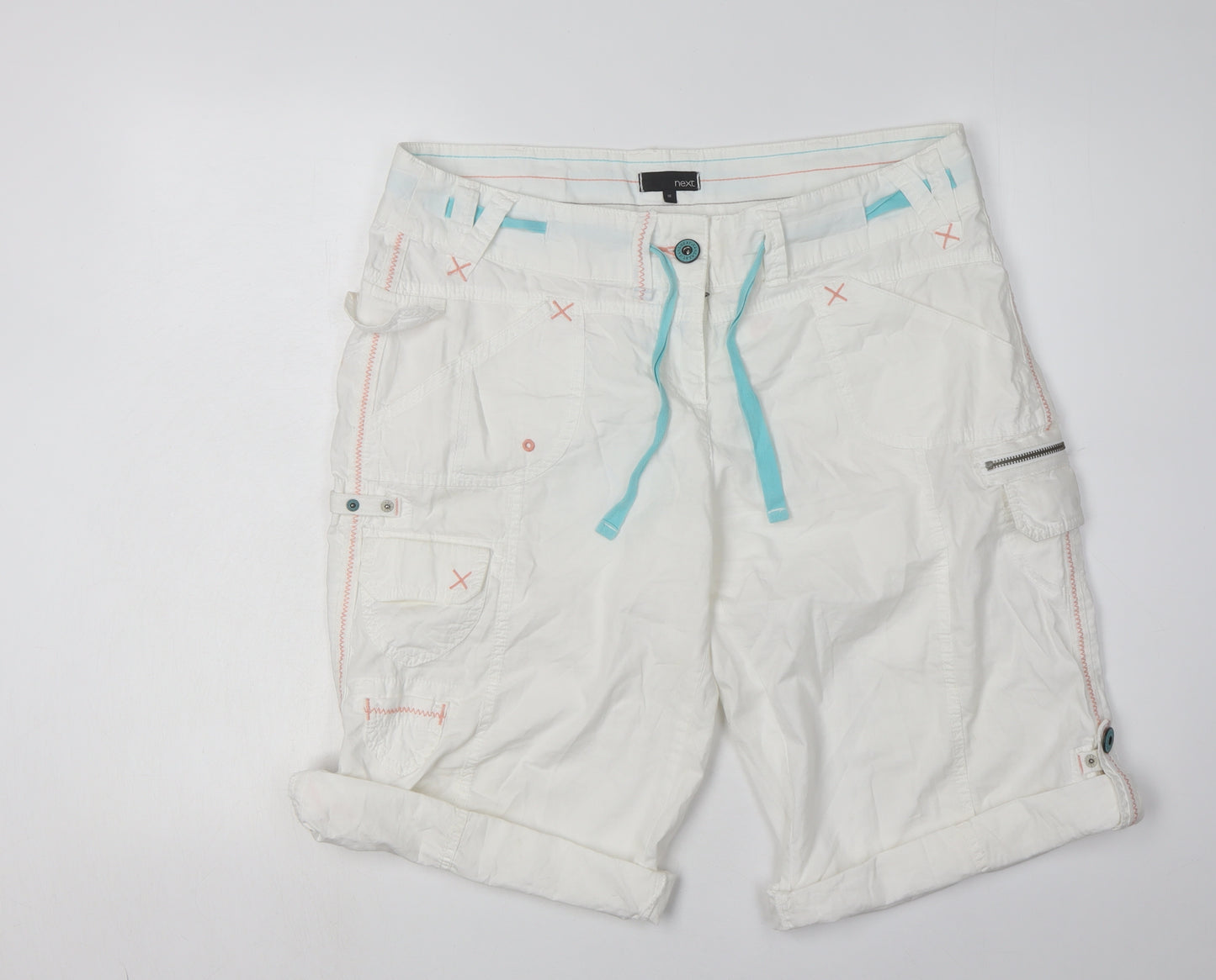 Next Women's White Cargo Shorts Size 16