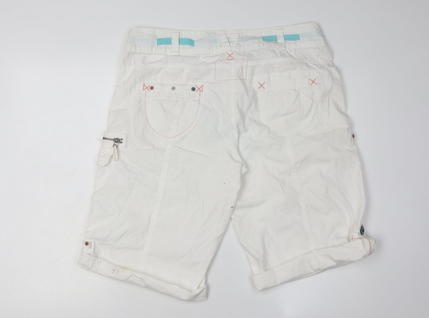Next Women's White Cargo Shorts Size 16