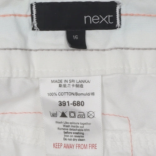 Next Women's White Cargo Shorts Size 16
