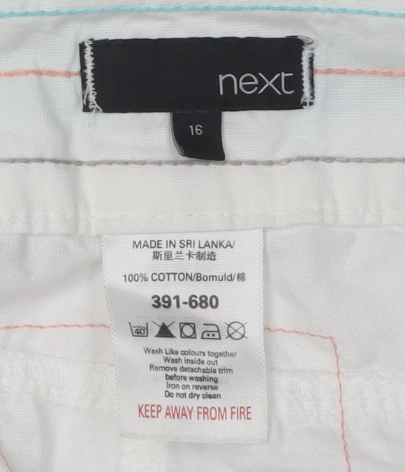 Next Women's White Cargo Shorts Size 16