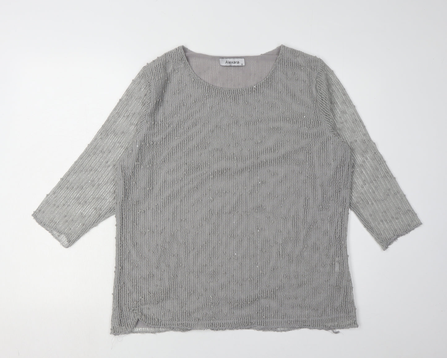 Alexara Women's Grey 3/4 Sleeve Blouse Size 16