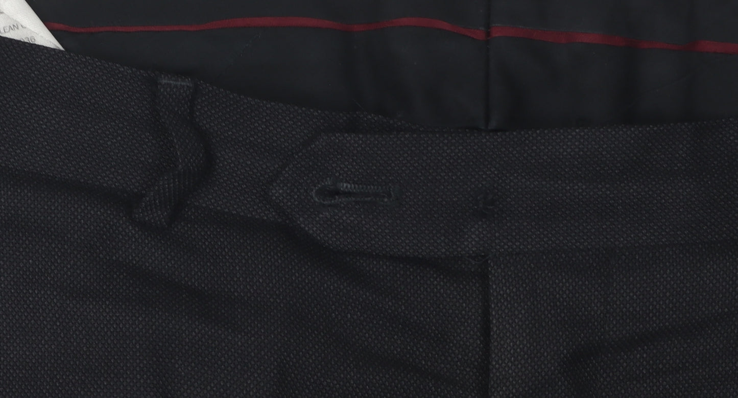 Charles Tyrwhitt Men's Black Slim Fit Wool Dress Pants
