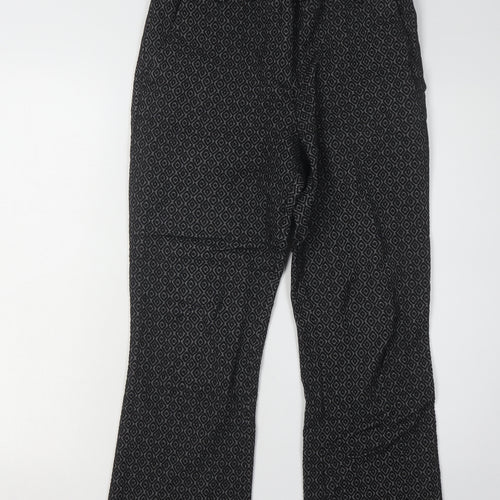 H&M Women's Black Geometric Trousers, Size 10