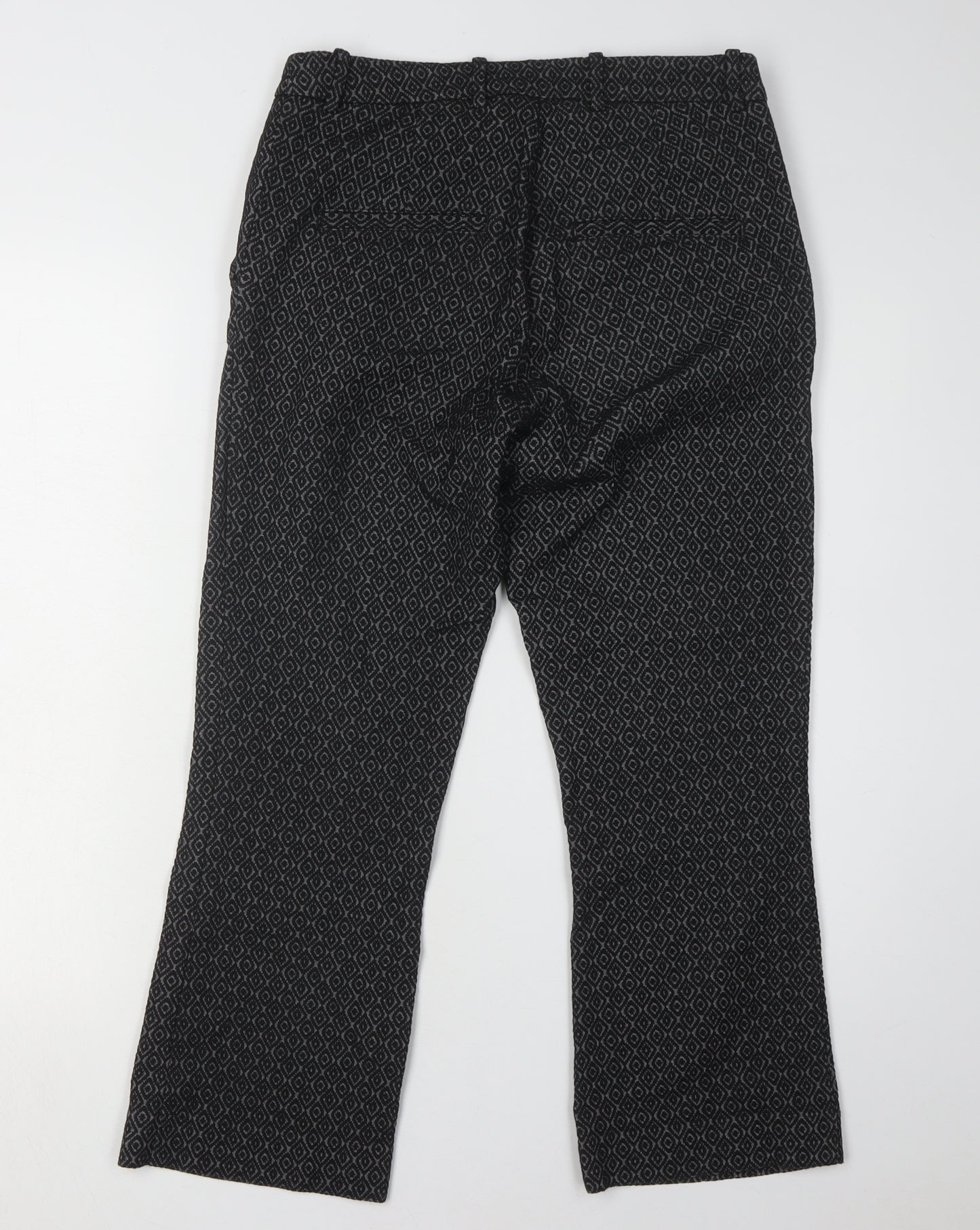H&M Women's Black Geometric Trousers, Size 10