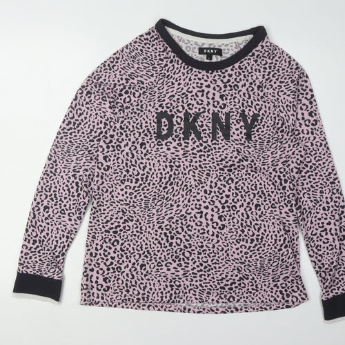 DKNY Women's Pink Animal Print Pullover Jumper, Size S