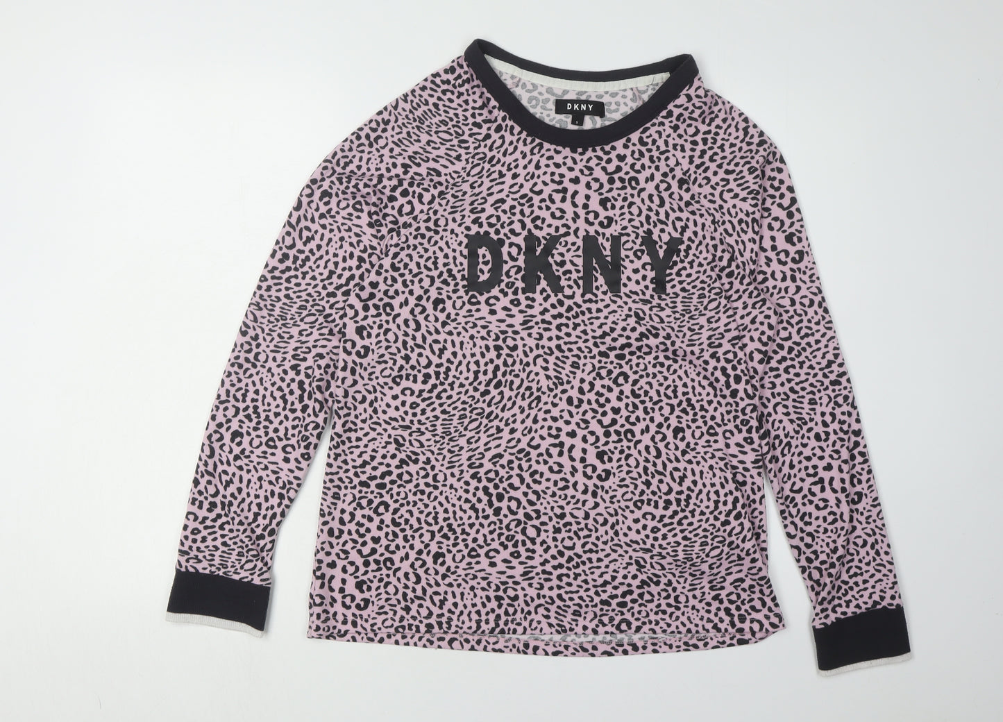 DKNY Women's Pink Animal Print Pullover Jumper, Size S