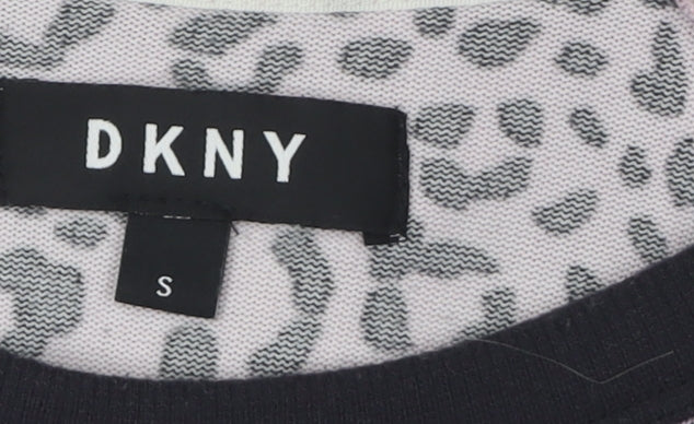 DKNY Women's Pink Animal Print Pullover Jumper, Size S