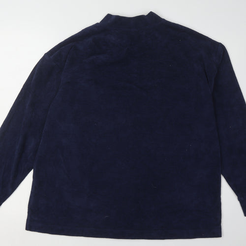 Lands' End Women's Blue Mock Neck Jumper, Size L