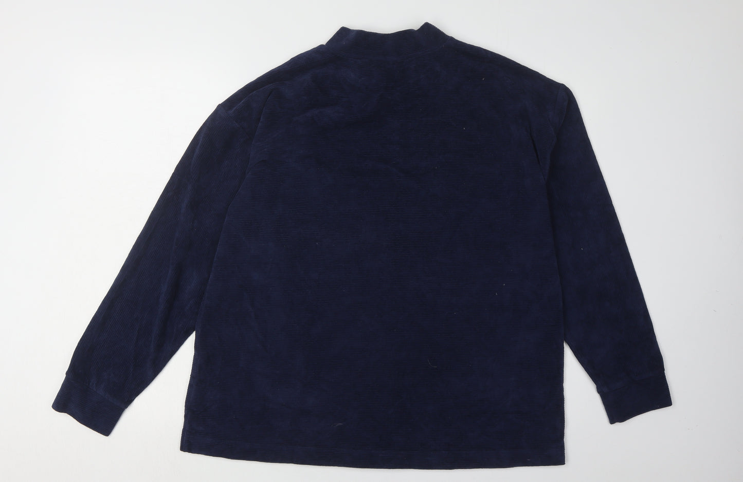 Lands' End Women's Blue Mock Neck Jumper, Size L