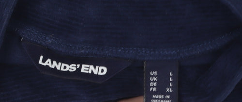 Lands' End Women's Blue Mock Neck Jumper, Size L