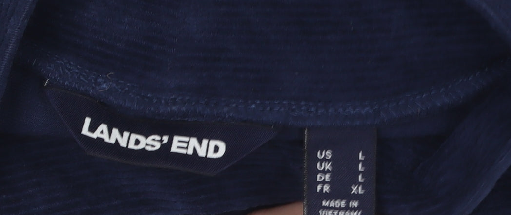Lands' End Women's Blue Mock Neck Jumper, Size L