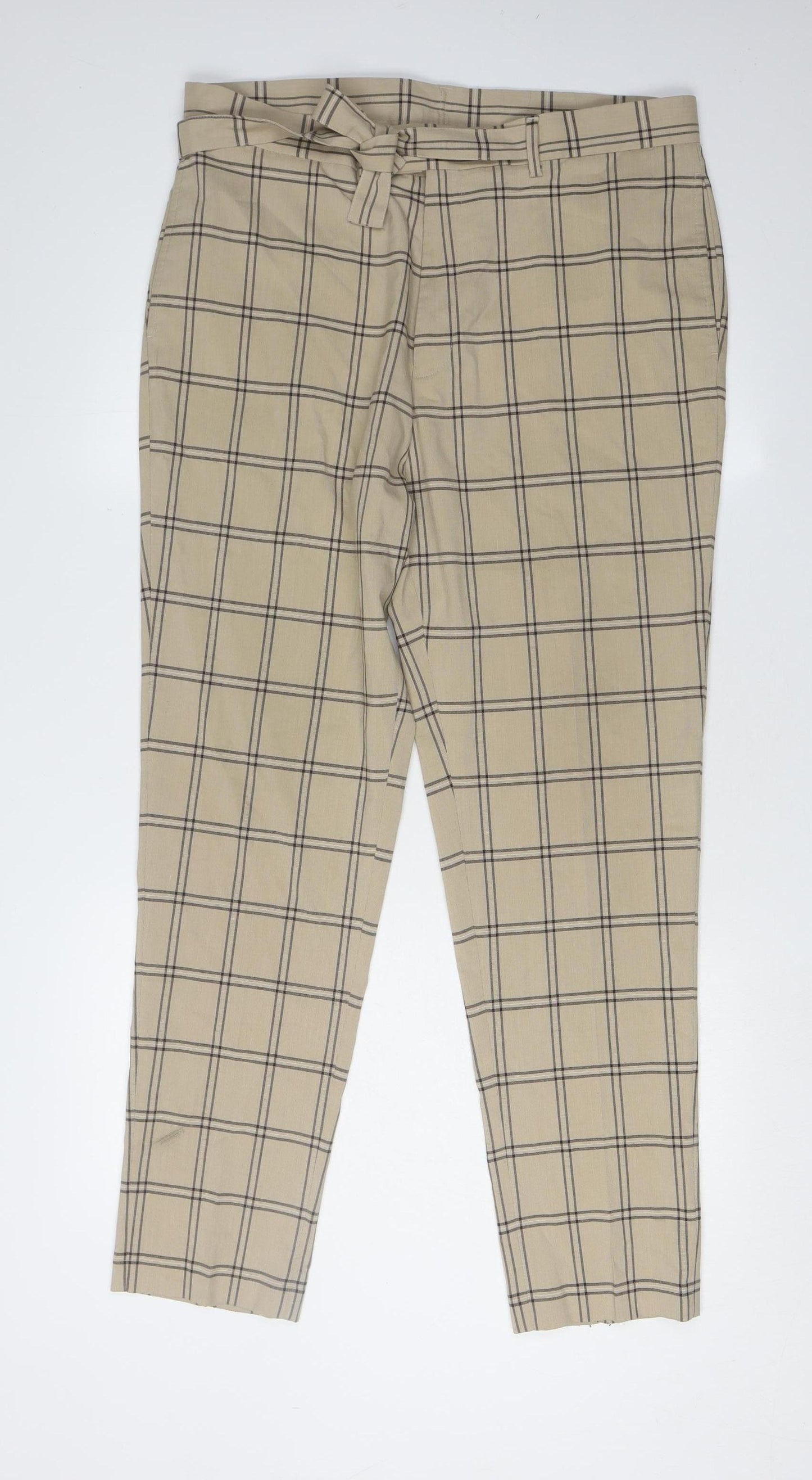 ASOS Men's Beige Check Chino Trousers Size L