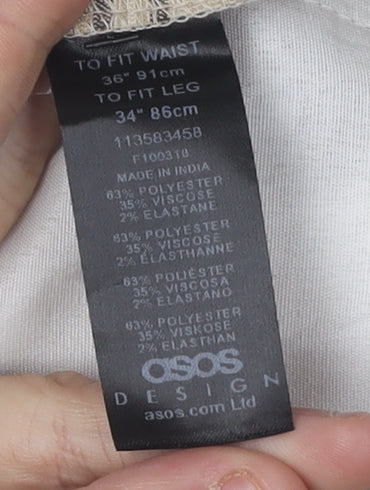 ASOS Men's Beige Check Chino Trousers Size L