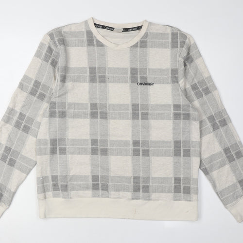 Calvin Klein Men's Grey Plaid Pyjama Top M