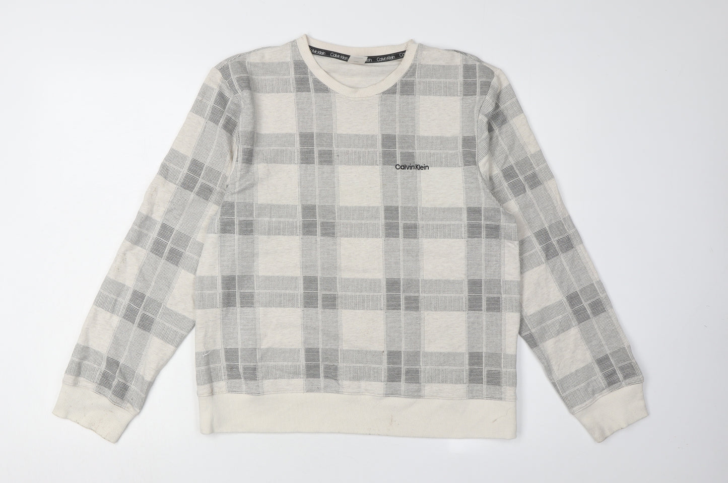 Calvin Klein Men's Grey Plaid Pyjama Top M