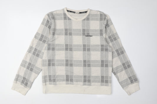 Calvin Klein Men's Grey Plaid Pyjama Top M